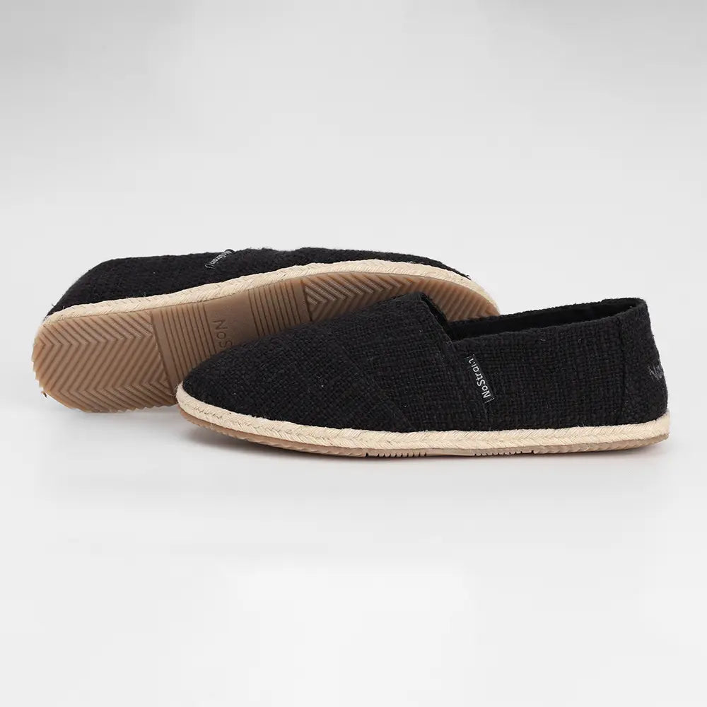 Cotton Slub Black Espadrilles Slip On Shoes for men - ES-01