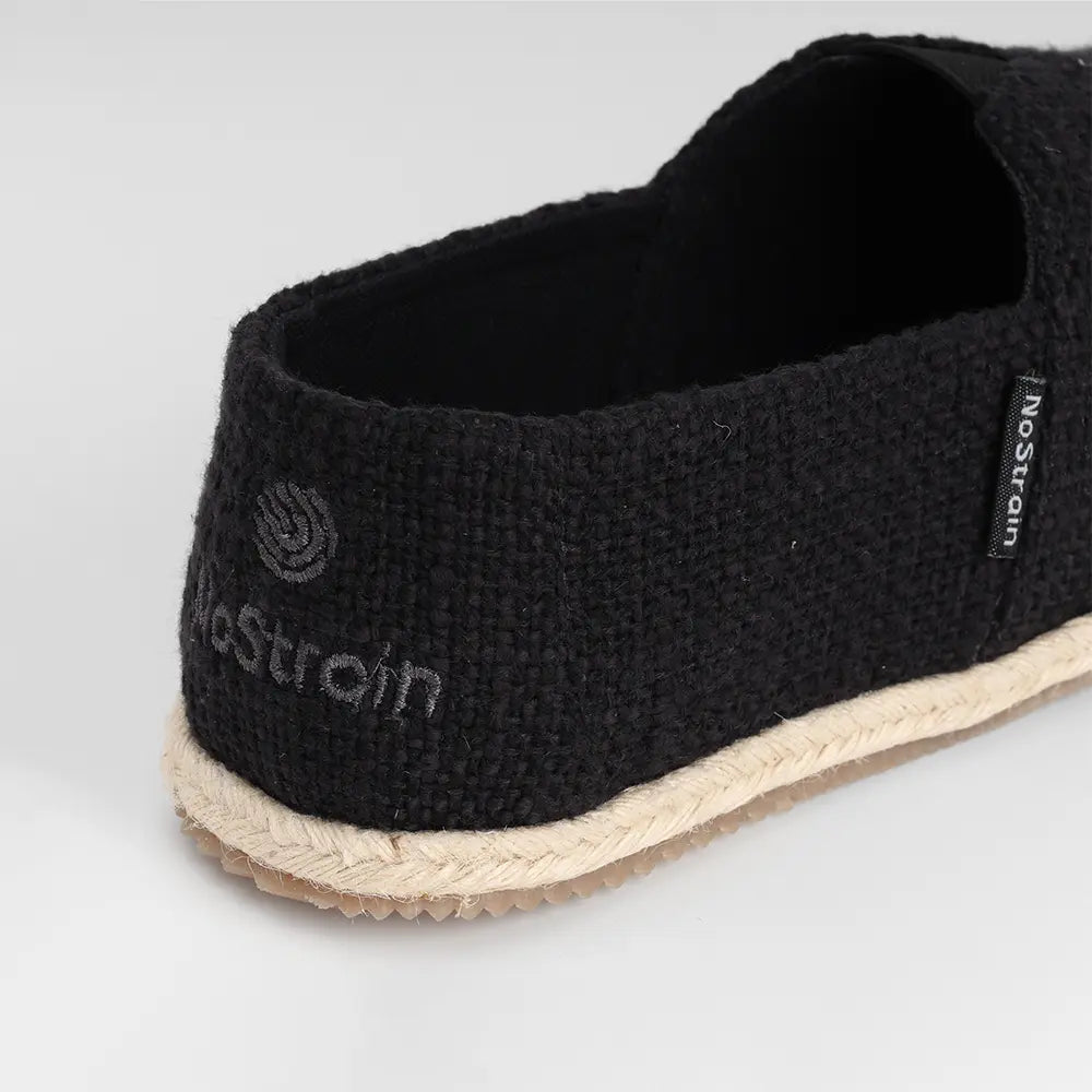 Cotton Slub Black Espadrilles Slip On Shoes for men - ES-01