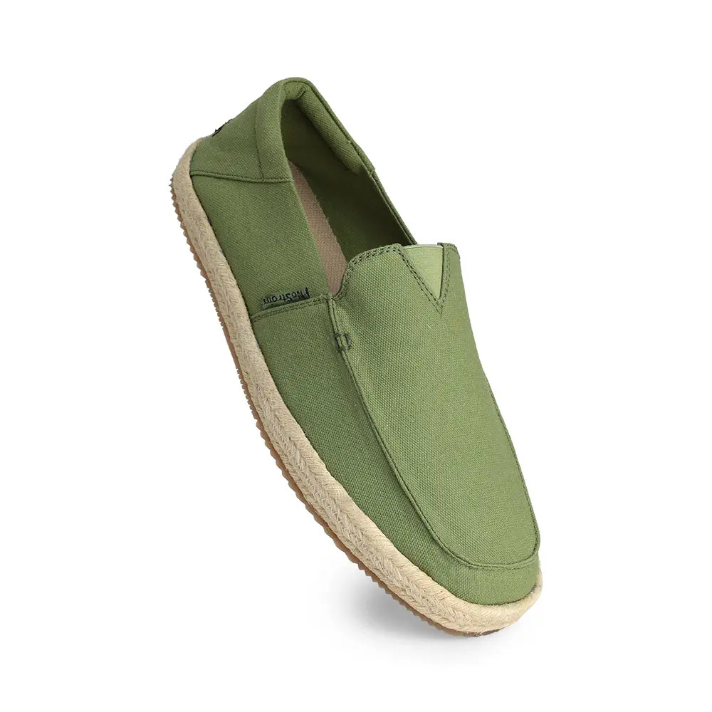 ISI-marked olive green cotton canvas casual shoes for men