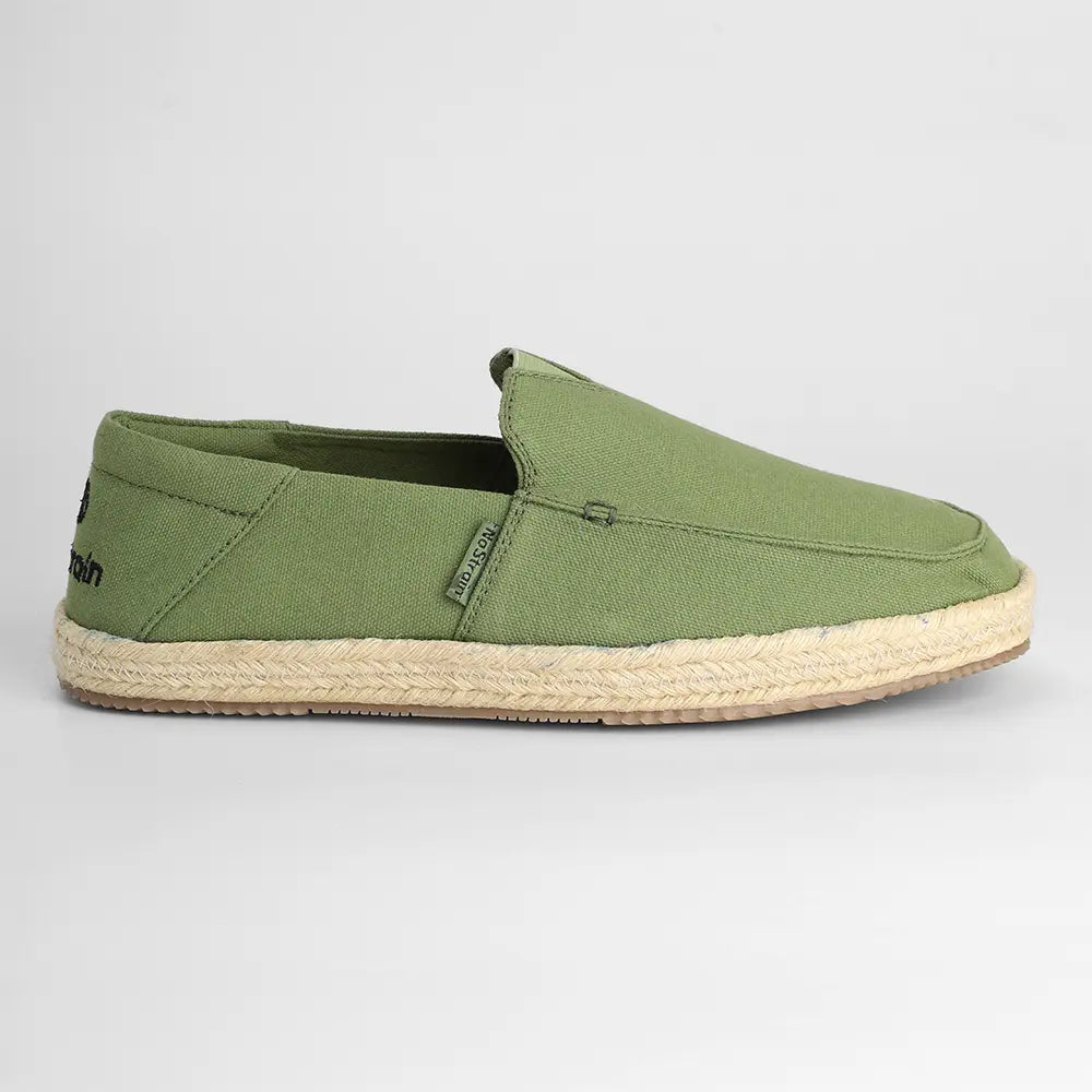 Men’s olive green canvas shoes with rubber anti-skid outsole