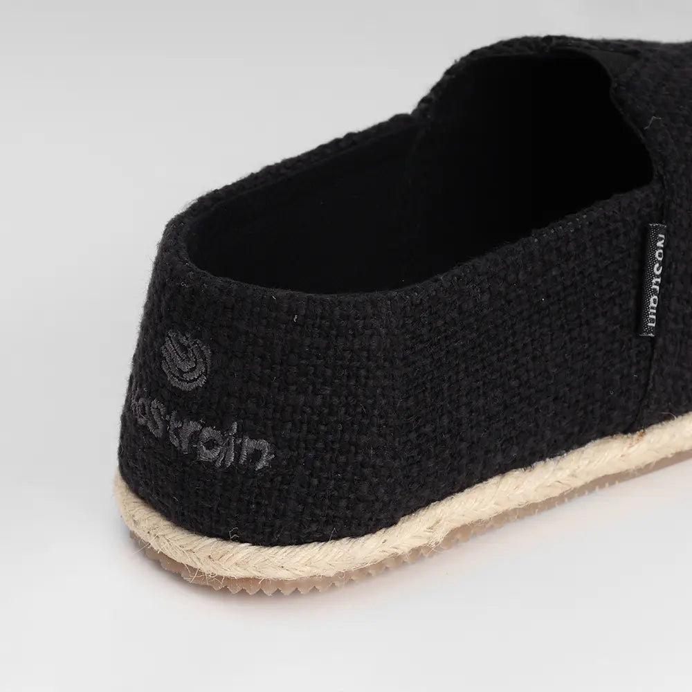 BIS certified manufacturing: black cotton slub espadrilles for women.