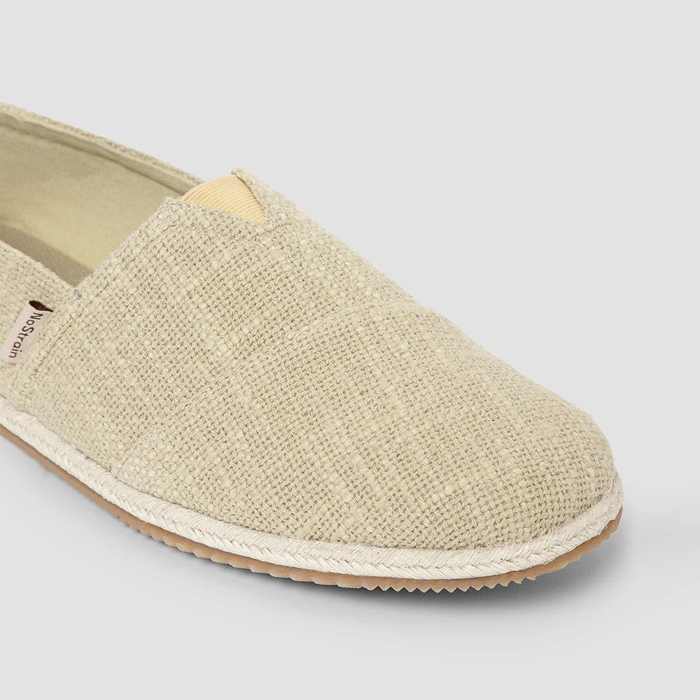 men beige cotton slub slip-on shoes