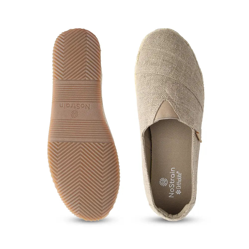 Eco-friendly beige espadrilles with removable washable ortholite insole