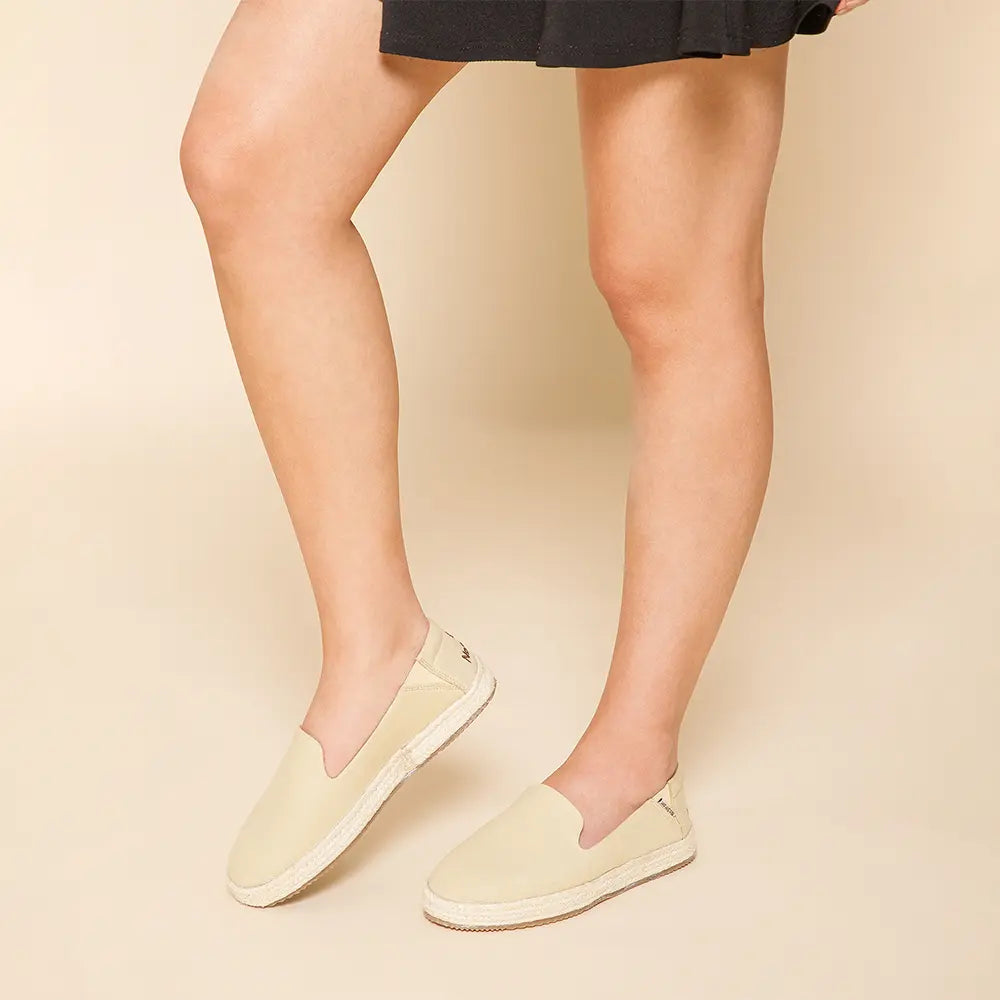 NoStrain washable beige slip-on shoes for women that are easy to clean with a brush or cloth.