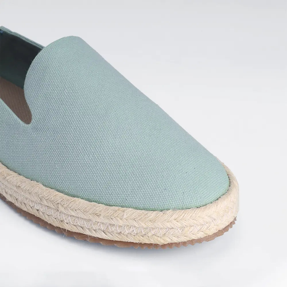 Sage green cotton canvas slip-on shoes for women