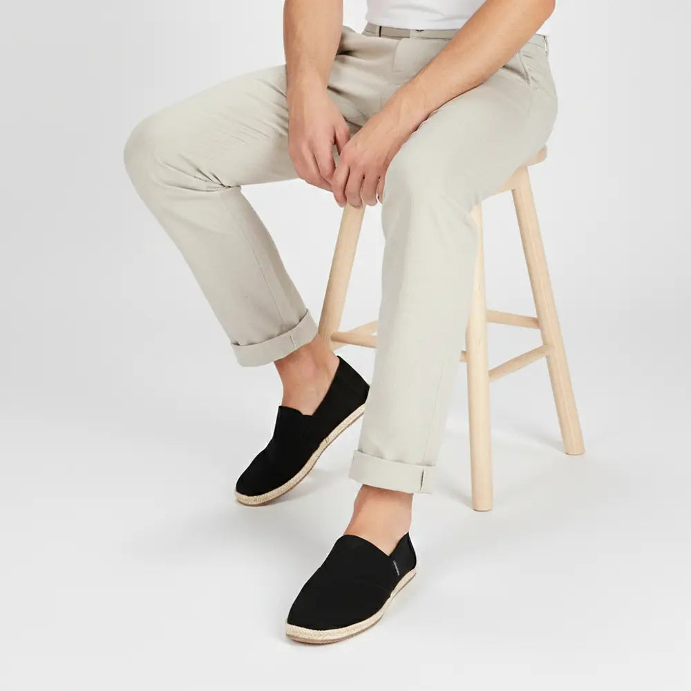 Black Canvas Espadrilles Slip On Shoes for men - ES-04