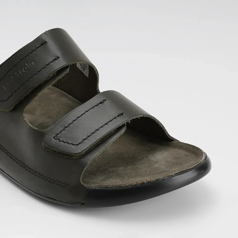 leather sandals for men in olive green colour
