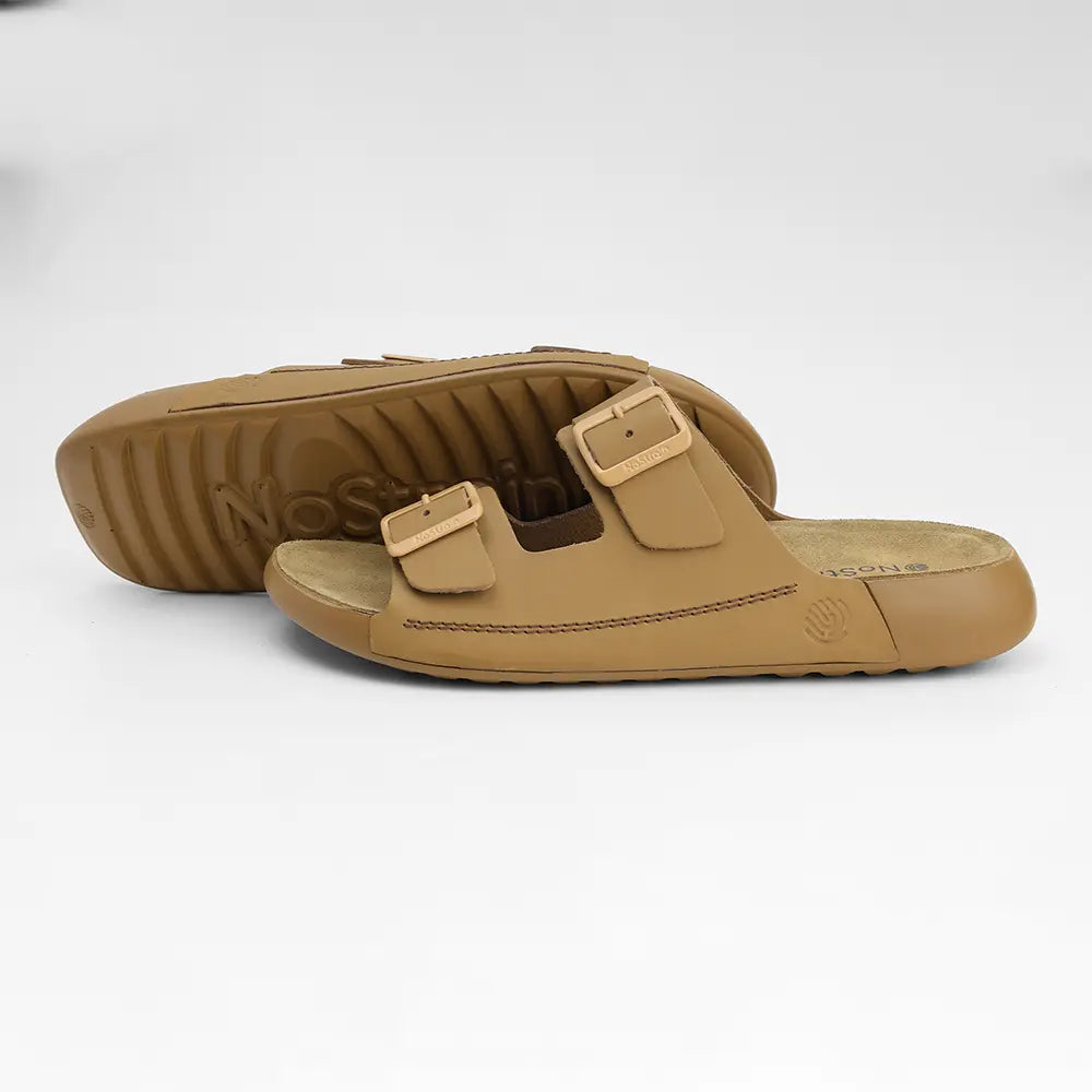 Camel Color leather sandals with buckles for Men - LS15