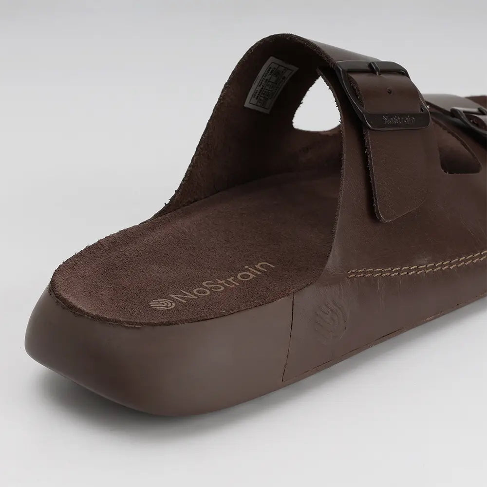 Brown leather sandals with buckles for Men - LS16