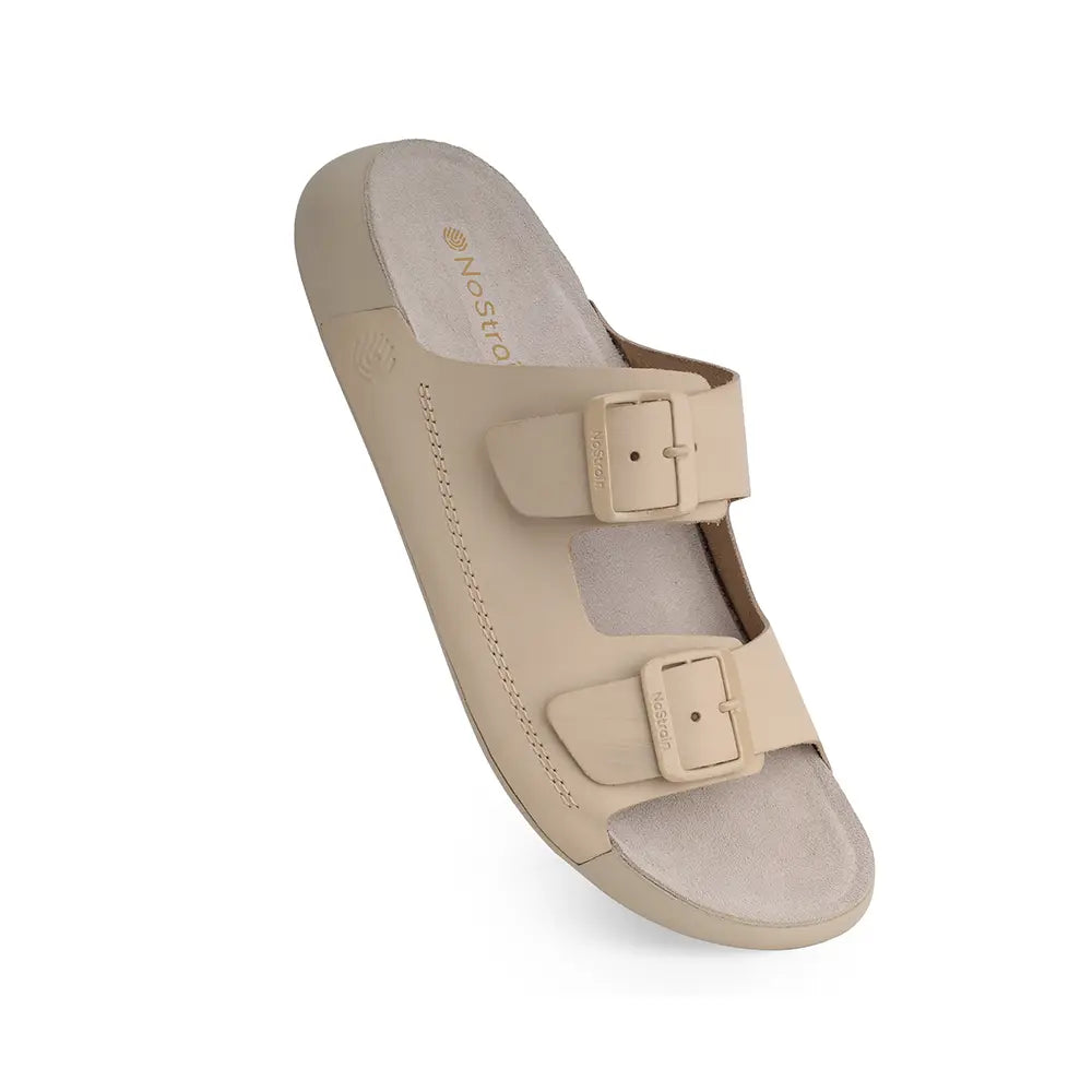 Beige leather sandals with buckles for Men - LS18