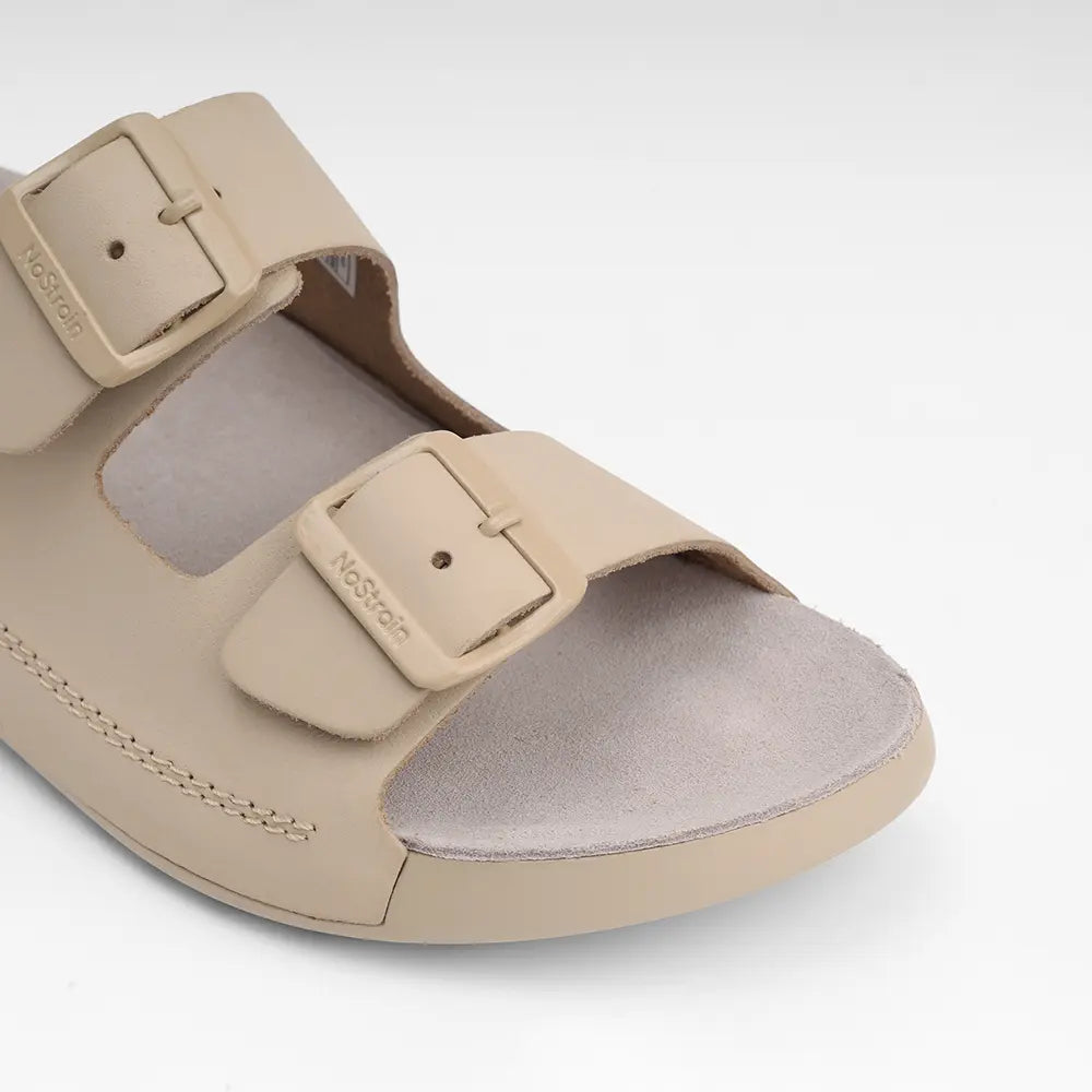 Beige leather sandals with buckles for Men - LS18