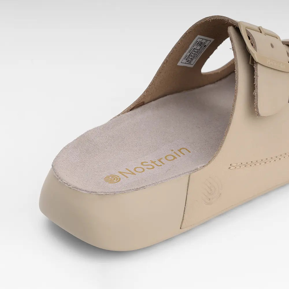 Beige leather sandals with buckles for Men - LS18