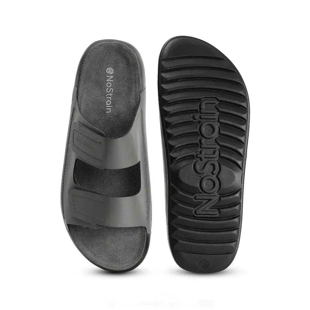 Slate grey men luxury leather sandals 