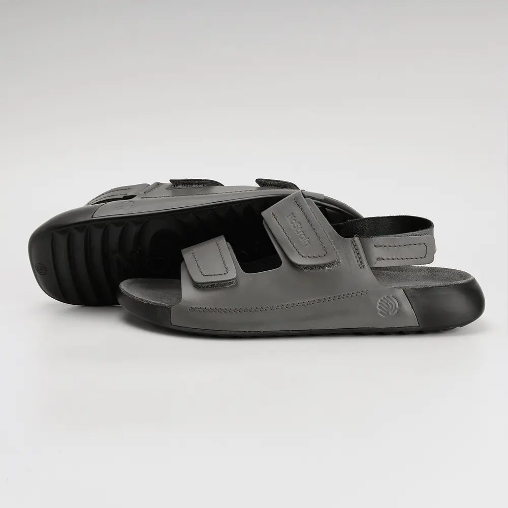 Back Strap Leather Sandals in Grey color for Men - LS20