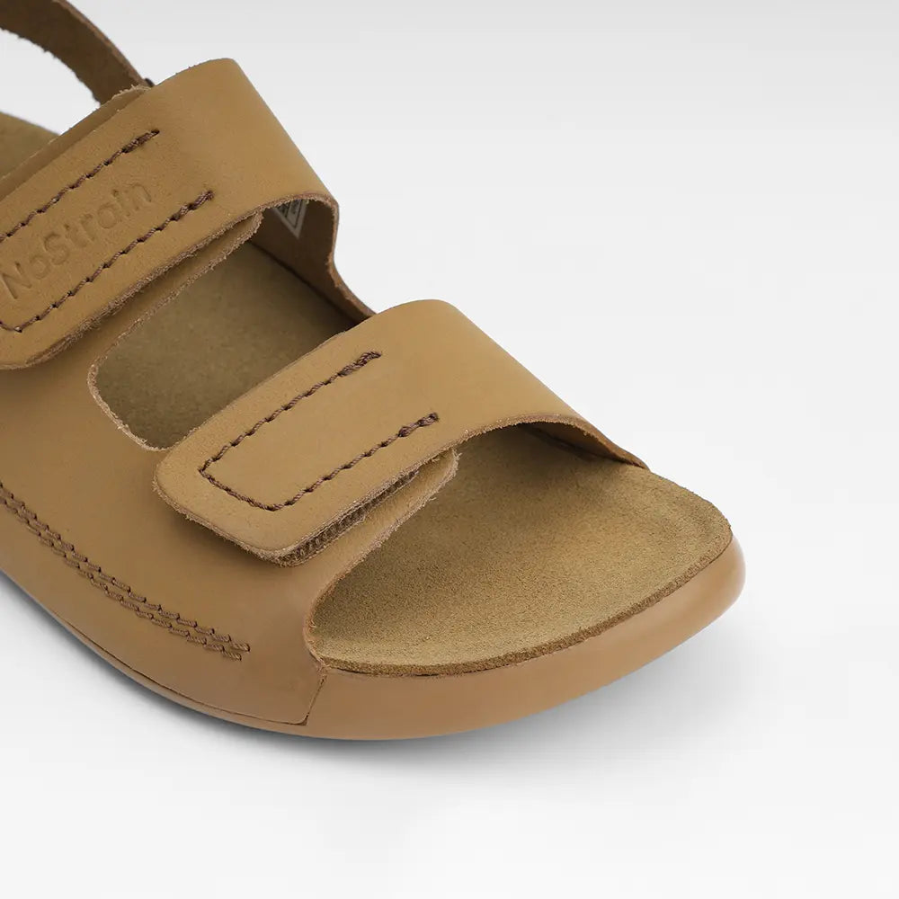 Back Strap Leather Sandals in Camel color for Men - LS21