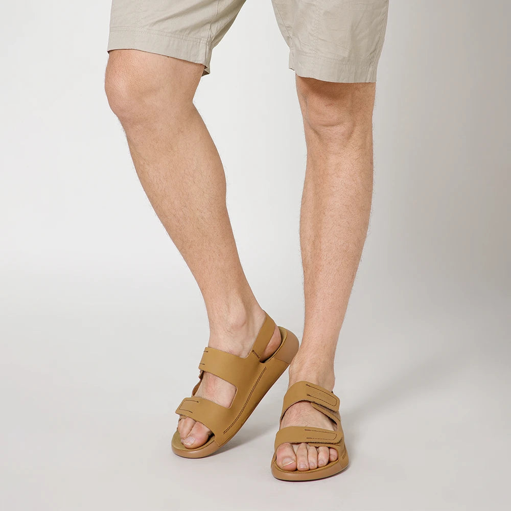 Men's leather sandals with cushioned insole