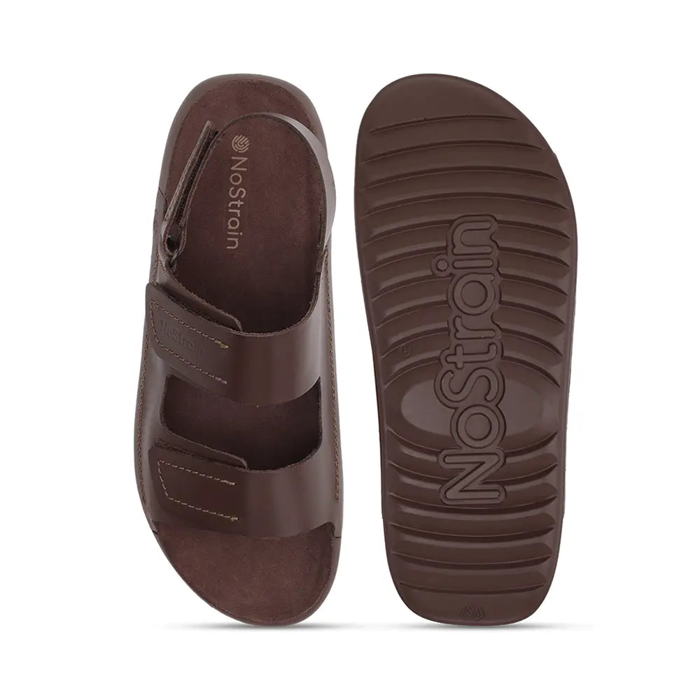 Back Strap Leather Sandals in Brown color for Men - LS22