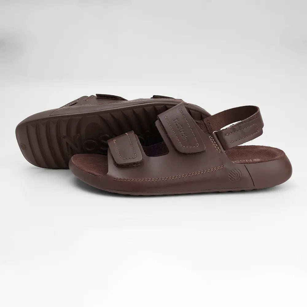 Back Strap Leather Sandals in Brown color for Men - LS22