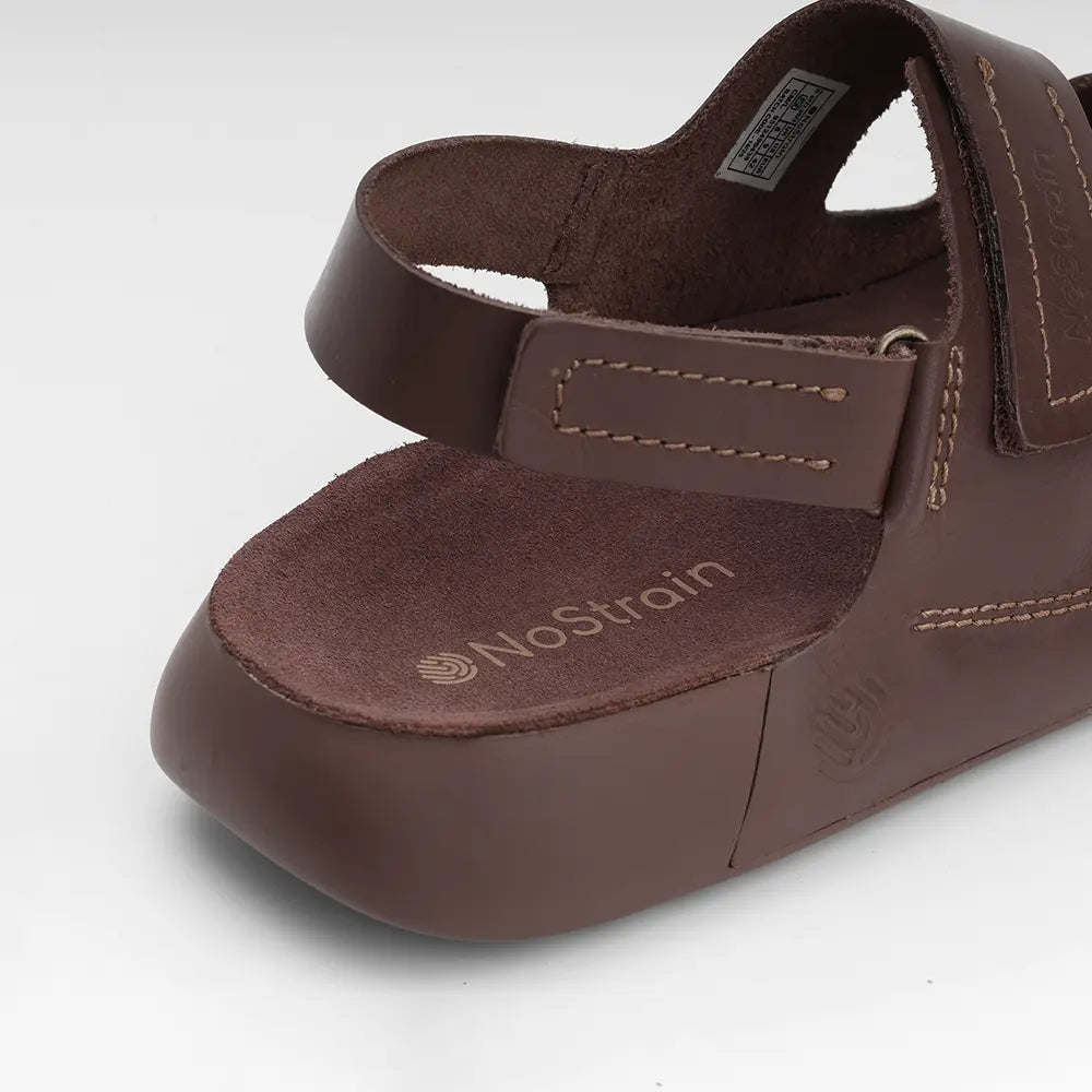 Back Strap Leather Sandals in Brown color for Men - LS22