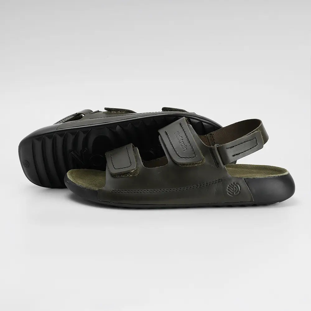 Back Strap Leather Sandals in Olive Green color for Men - LS23