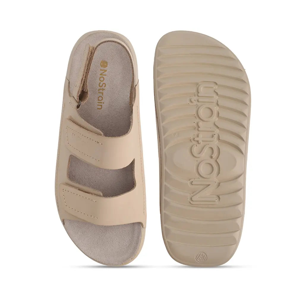 Back Strap Leather Sandals in Beige color for Men - LS24