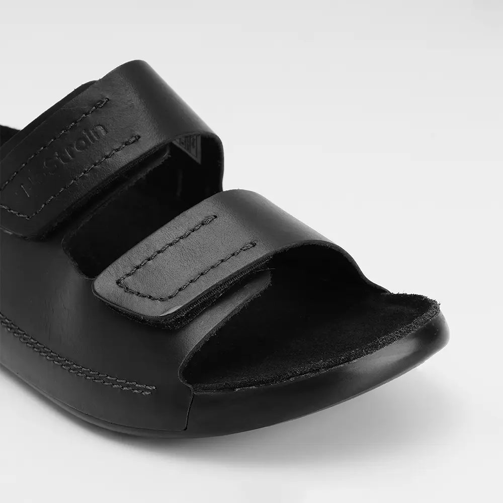 Premium Quality women's black sandals featuring a sleek and contemporary parallel design.