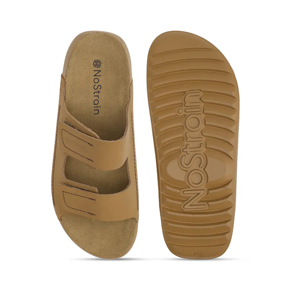 Parallel Leather Sandals for women in camel color - LS26