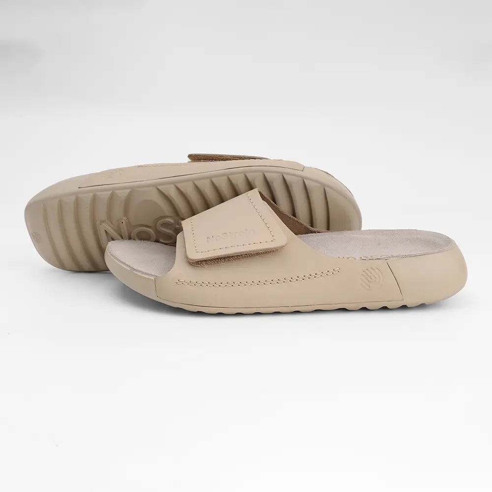 Broad Strap Leather Sandals for women in Beige - LS32