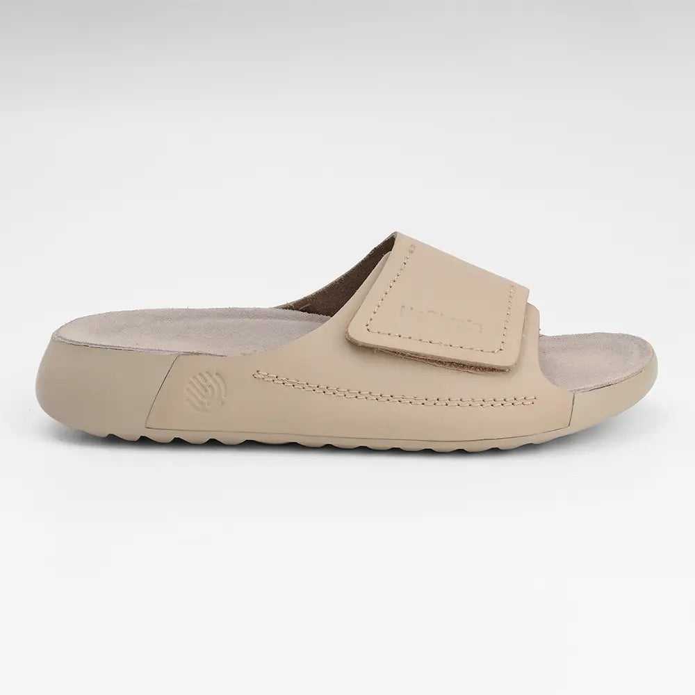 Broad Strap Leather Sandals for women in Beige - LS32