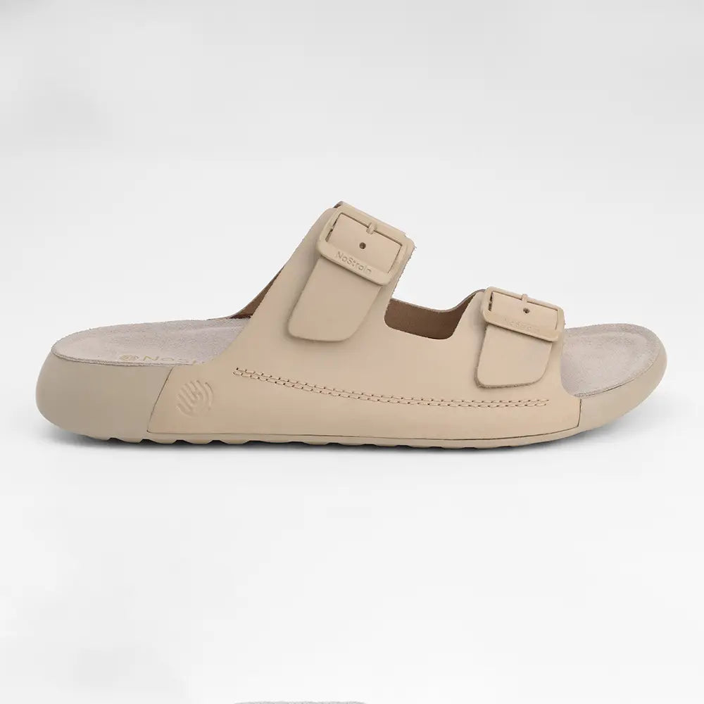 NoStrain lightweight beige leather sandals for women designed for effortless daily style.