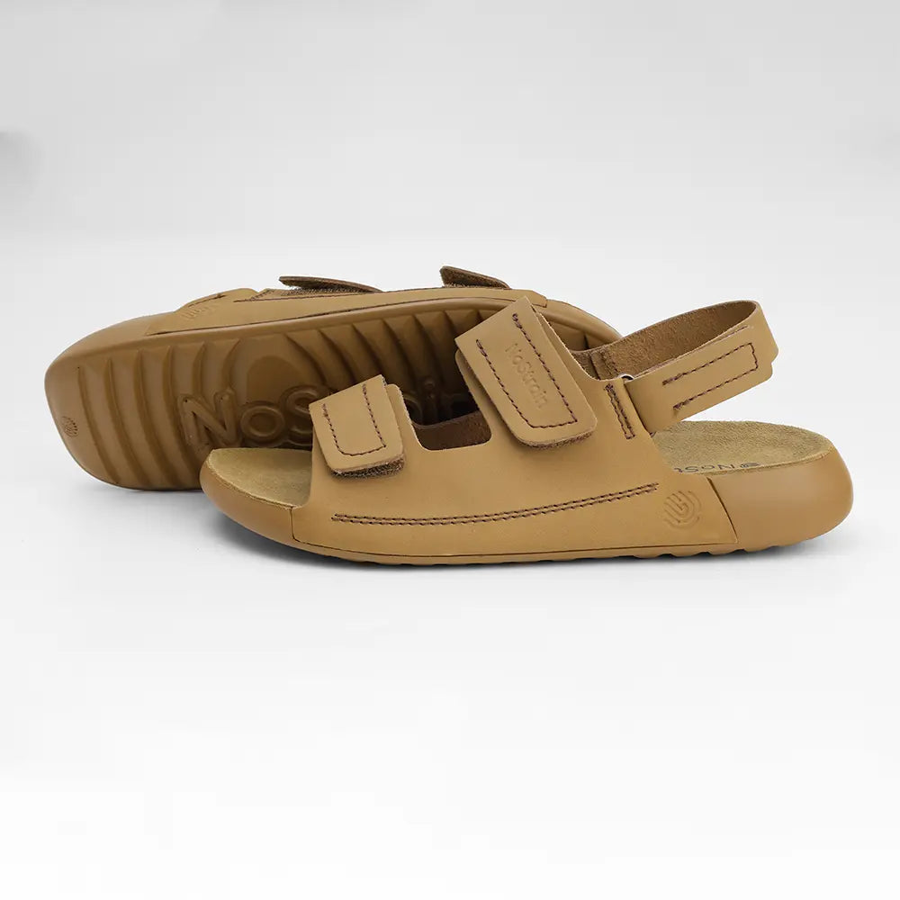 NoStrain lightweight camel leather sandals for women designed for all-day walking comfort.