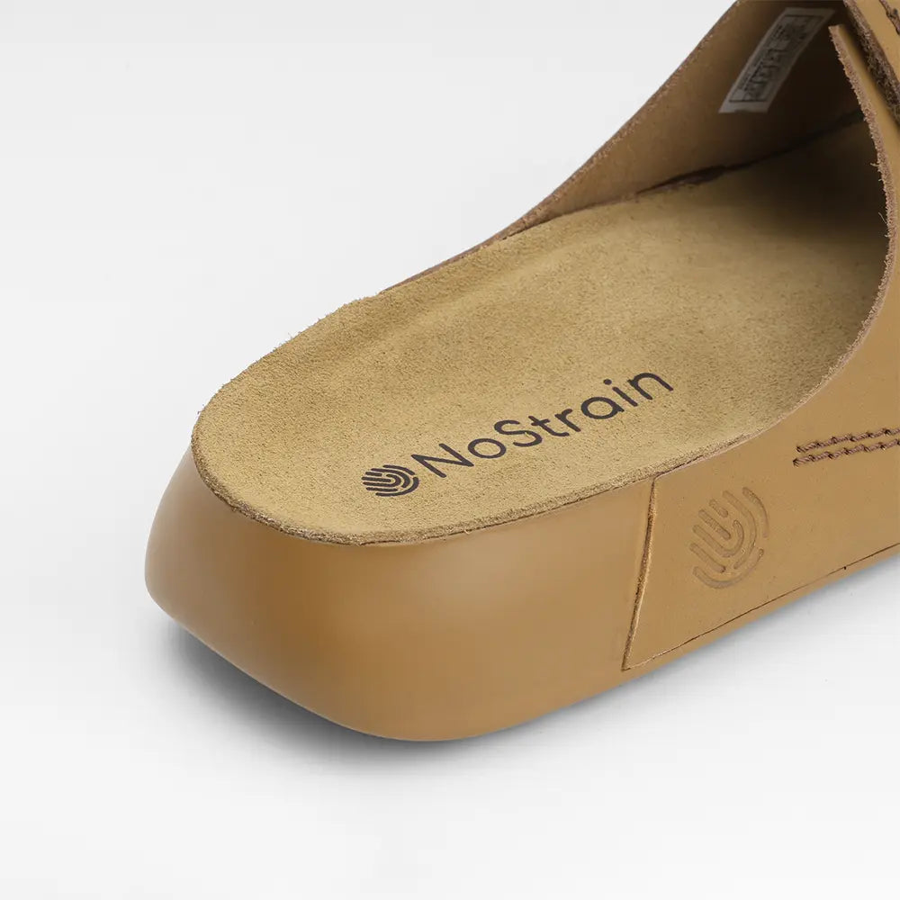 Broad Strap Leather Sliders for men in Camel color - LS09