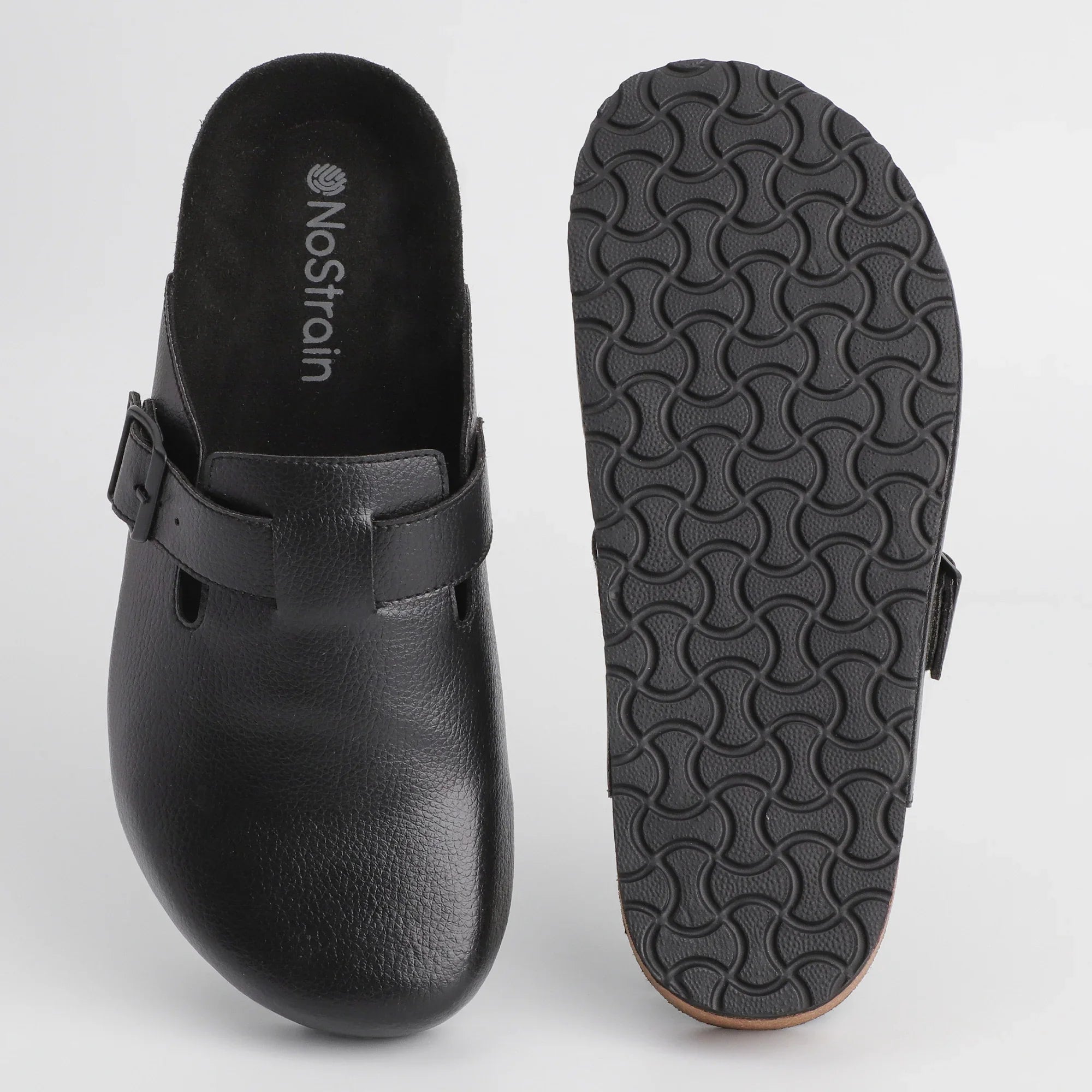 Black mule sandals for men