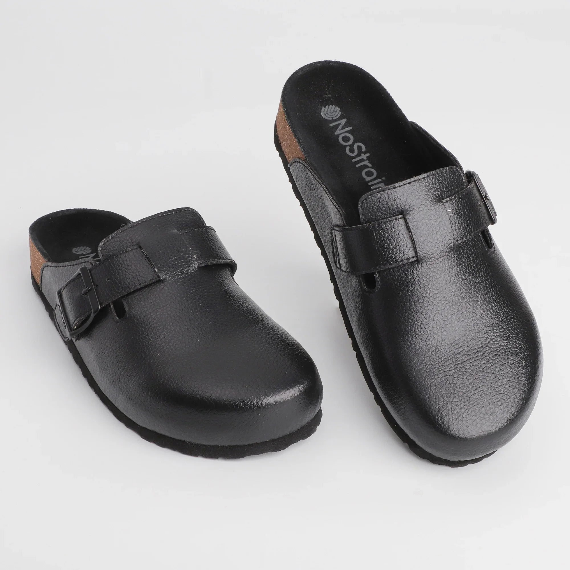 Black Mule Shoes for Women with Cork Sole