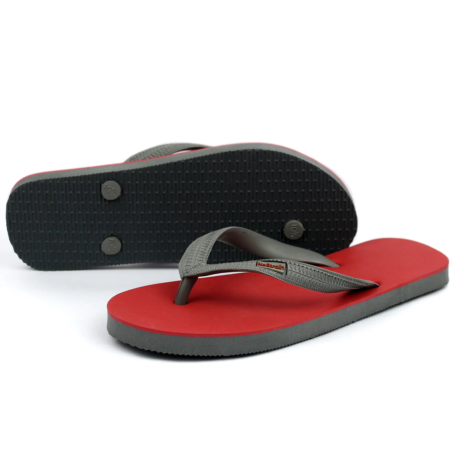 Melon Red & Grey Twin Color Natural Rubber Flip-Flops Slippers (Men)
