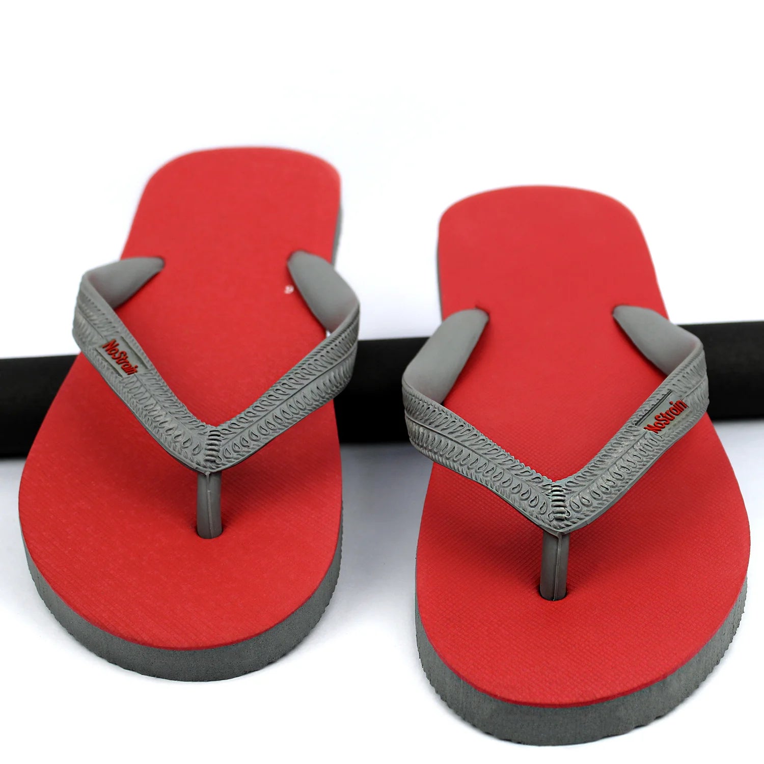 Melon Red & Grey Twin Color Natural Rubber Flip-Flops Slippers (Men)