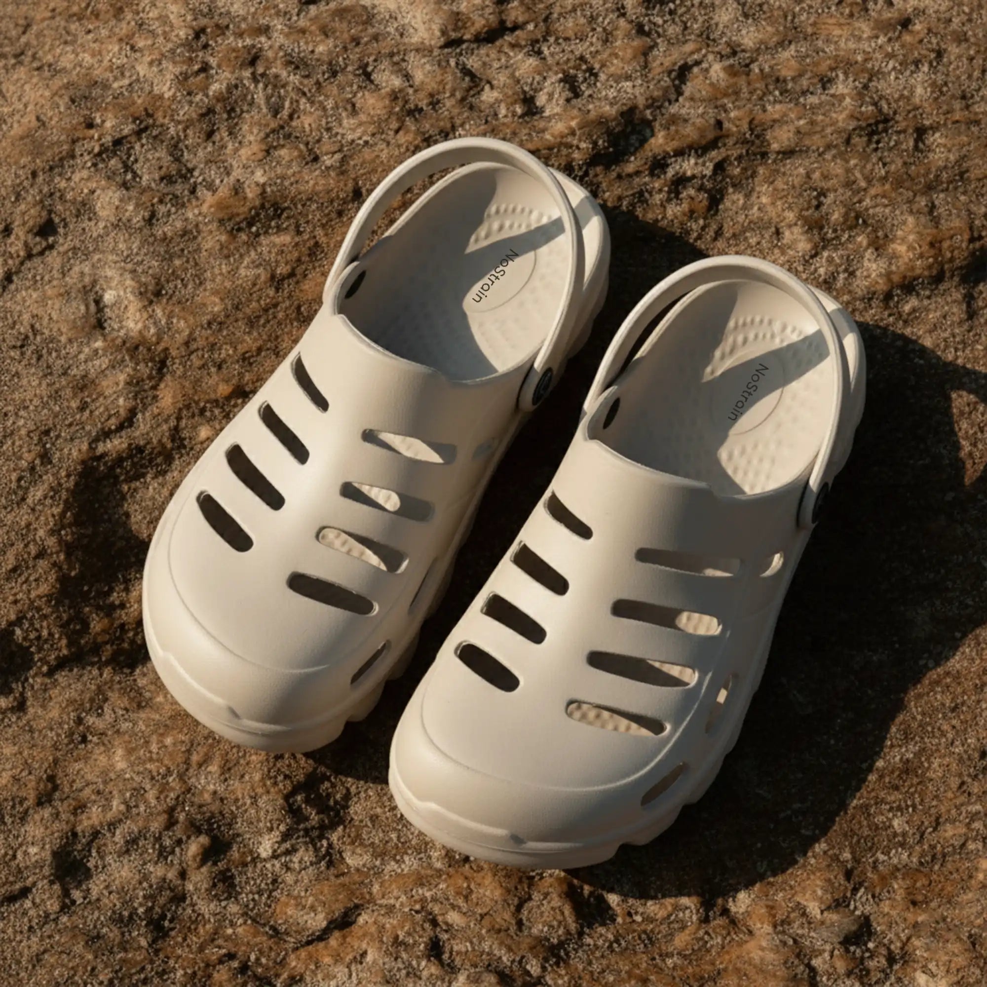  Beige Clogs with back strap for men