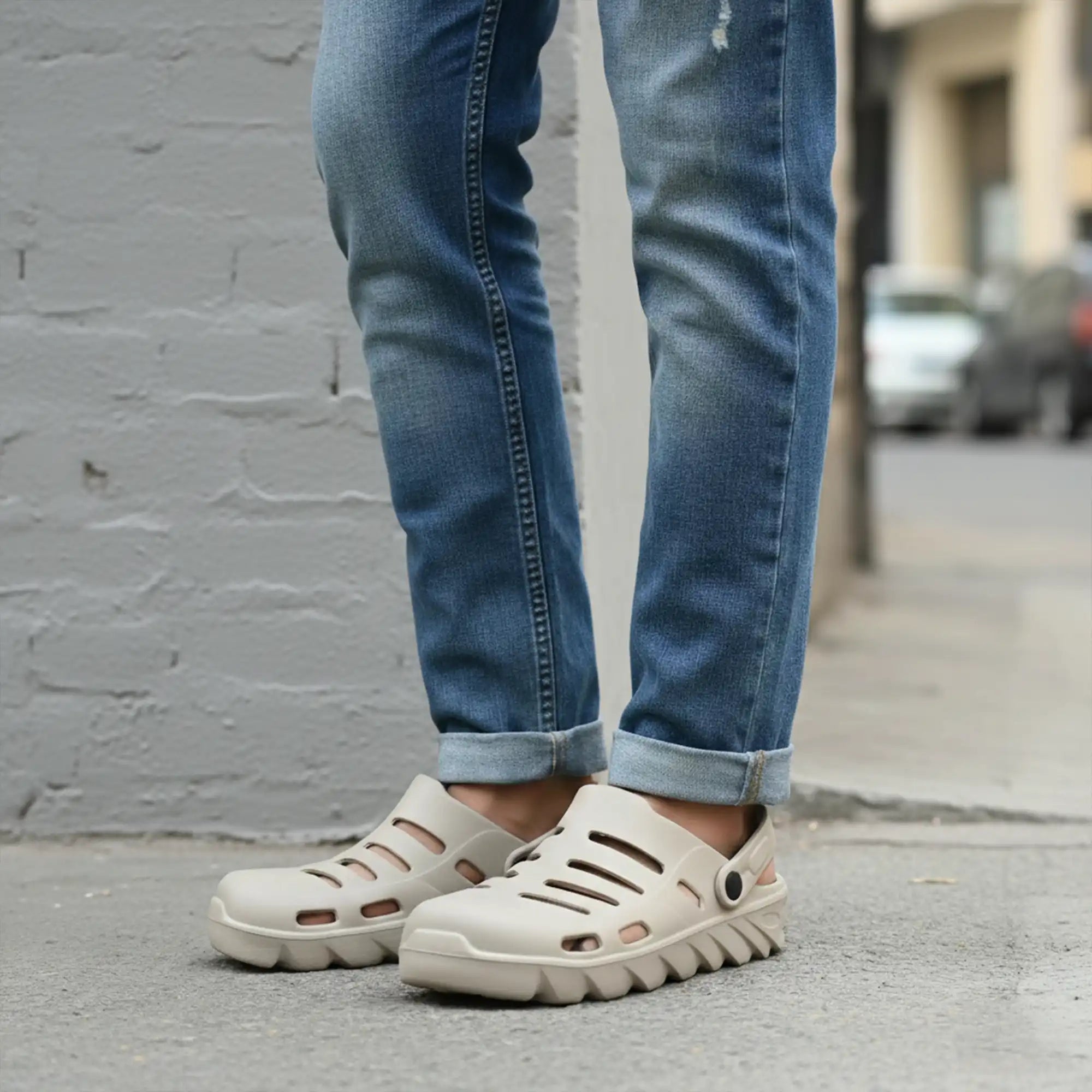 Men Beige Clogs with back strap