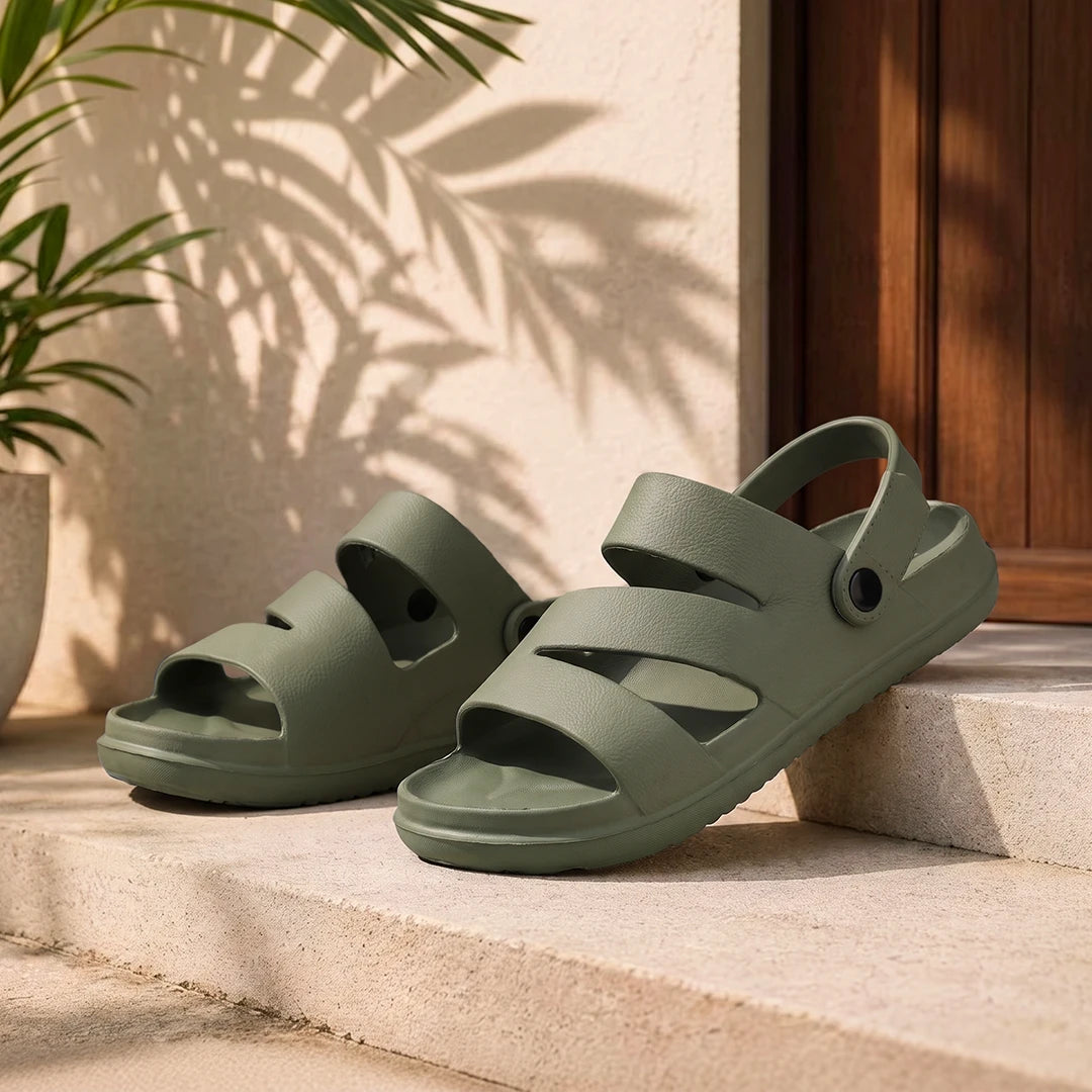 waterproof sandals in olive green color