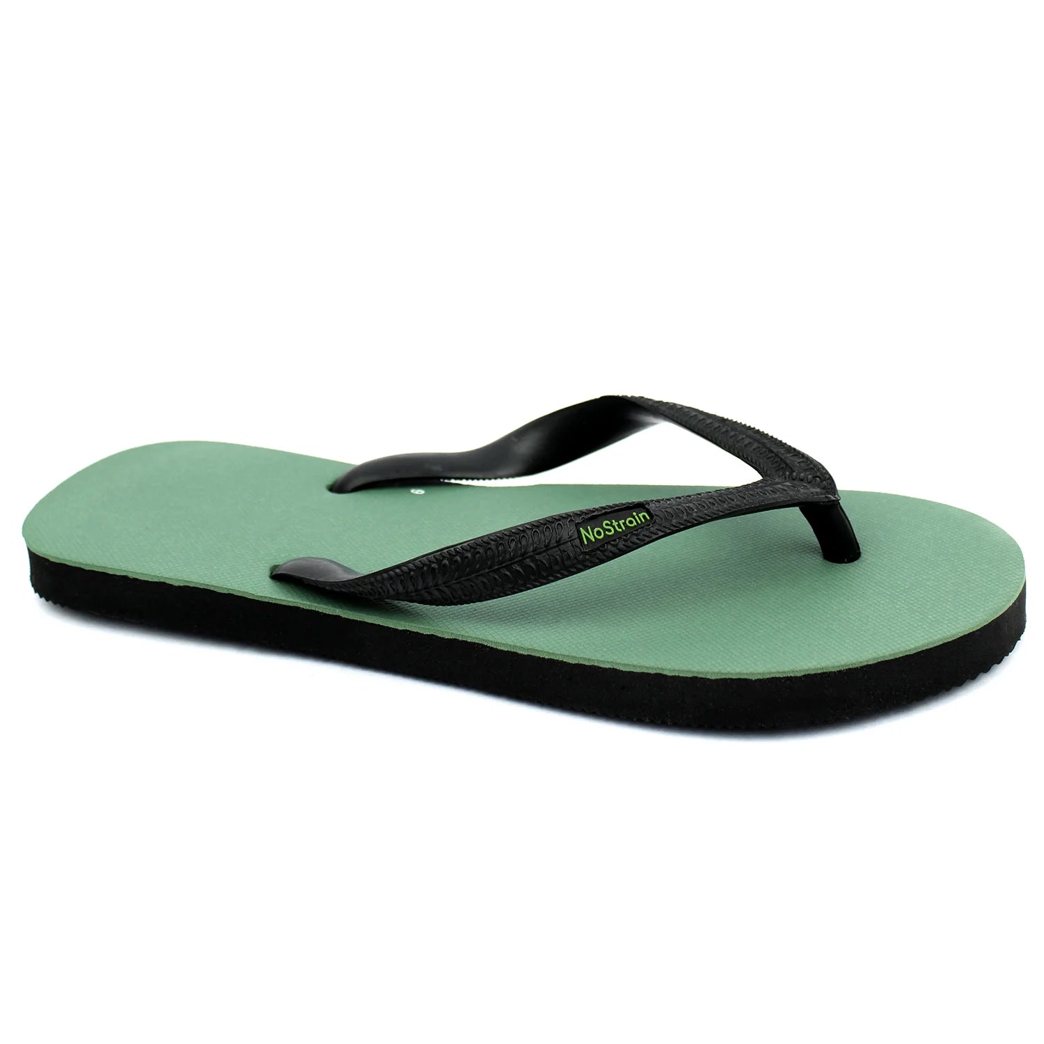 Olive Green & Black Natural Rubber Flip-Flops Slippers (Men)