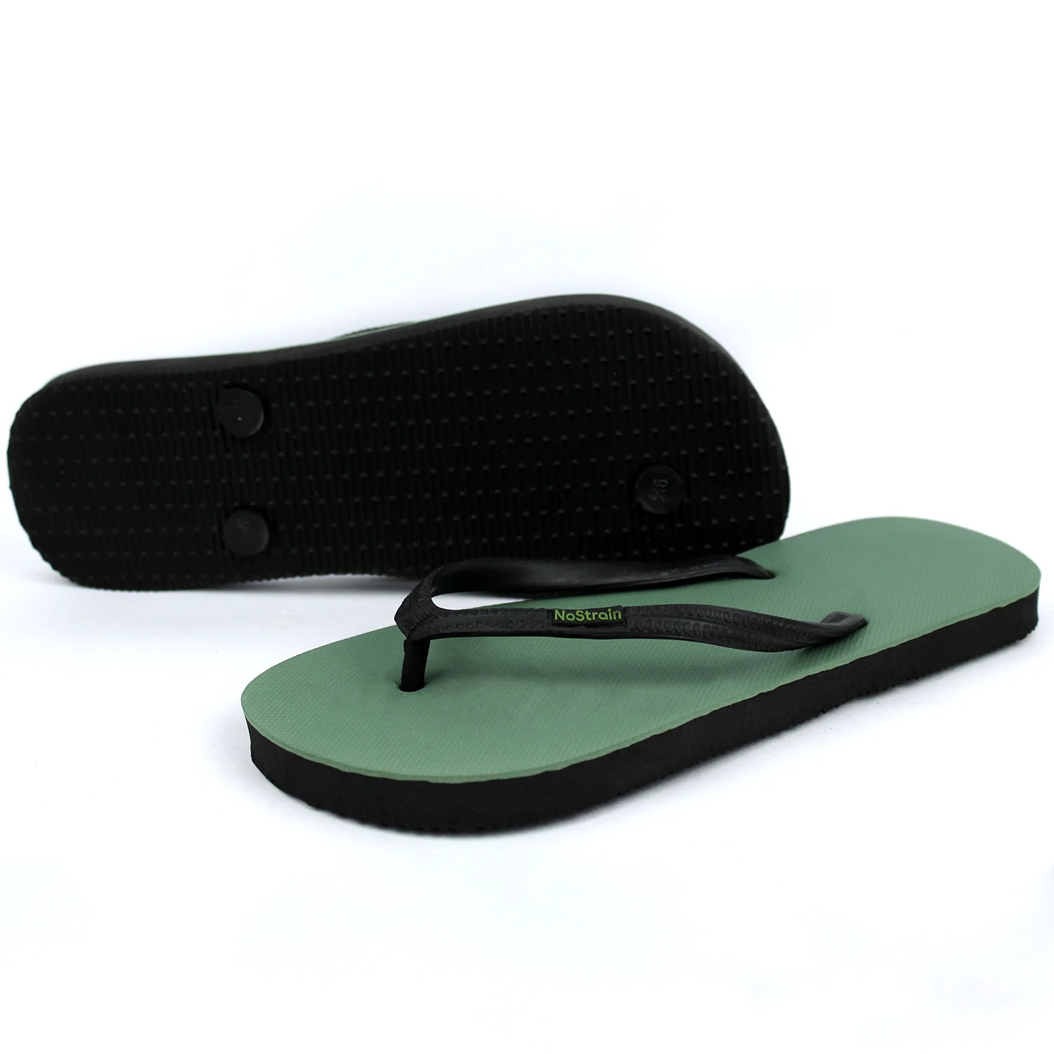 Olive Green & Black Flip-Flops (Women)