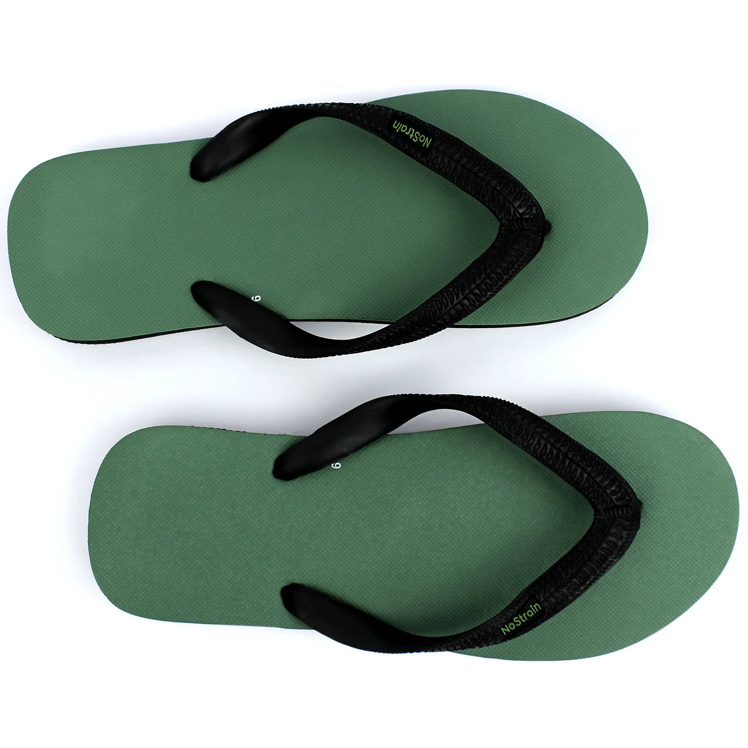 Olive Green & Black Natural Rubber Flip-Flops Slippers (Men)