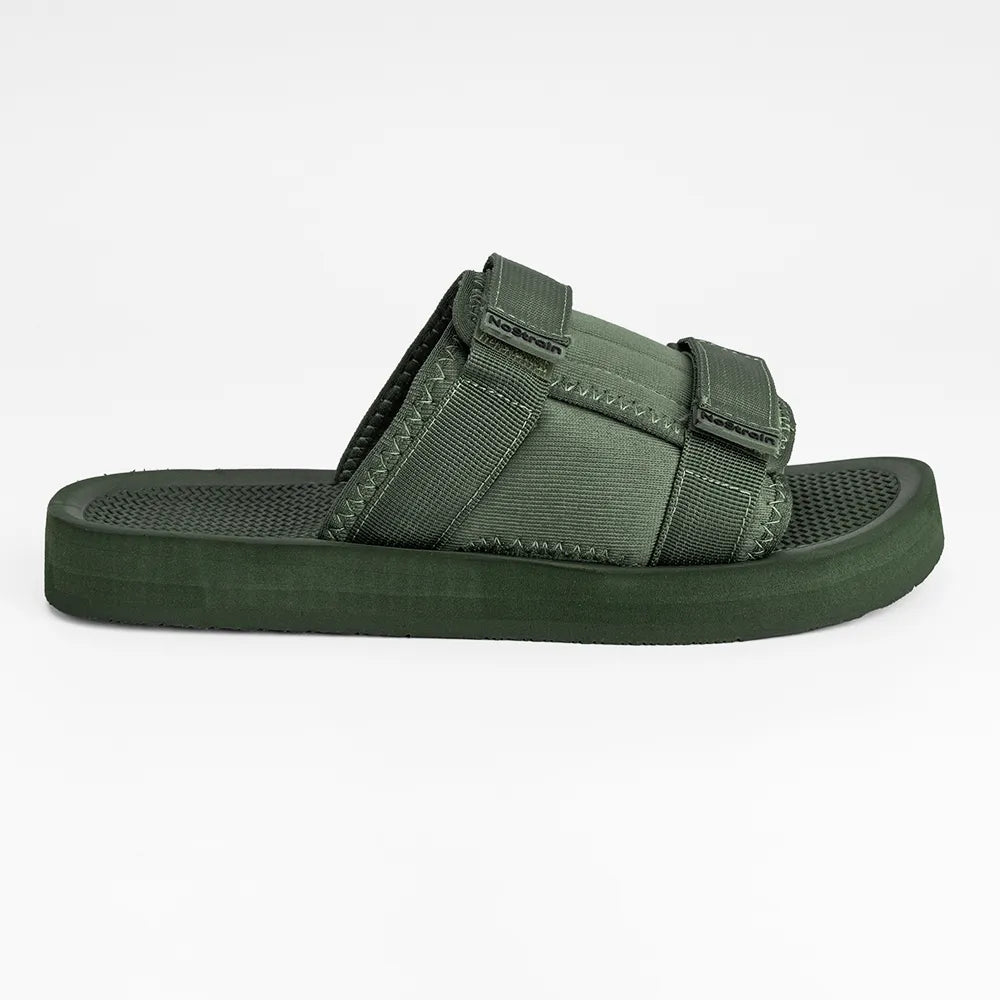 Men’s Olive Green Platform Sandals with Triple Hook & Loop Fit (PS7)