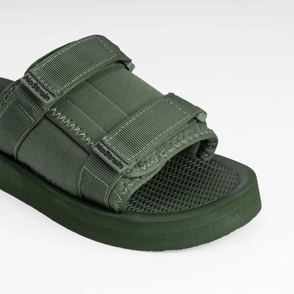 Men’s Olive Green Platform Sandals with Triple Hook & Loop Fit (PS7)