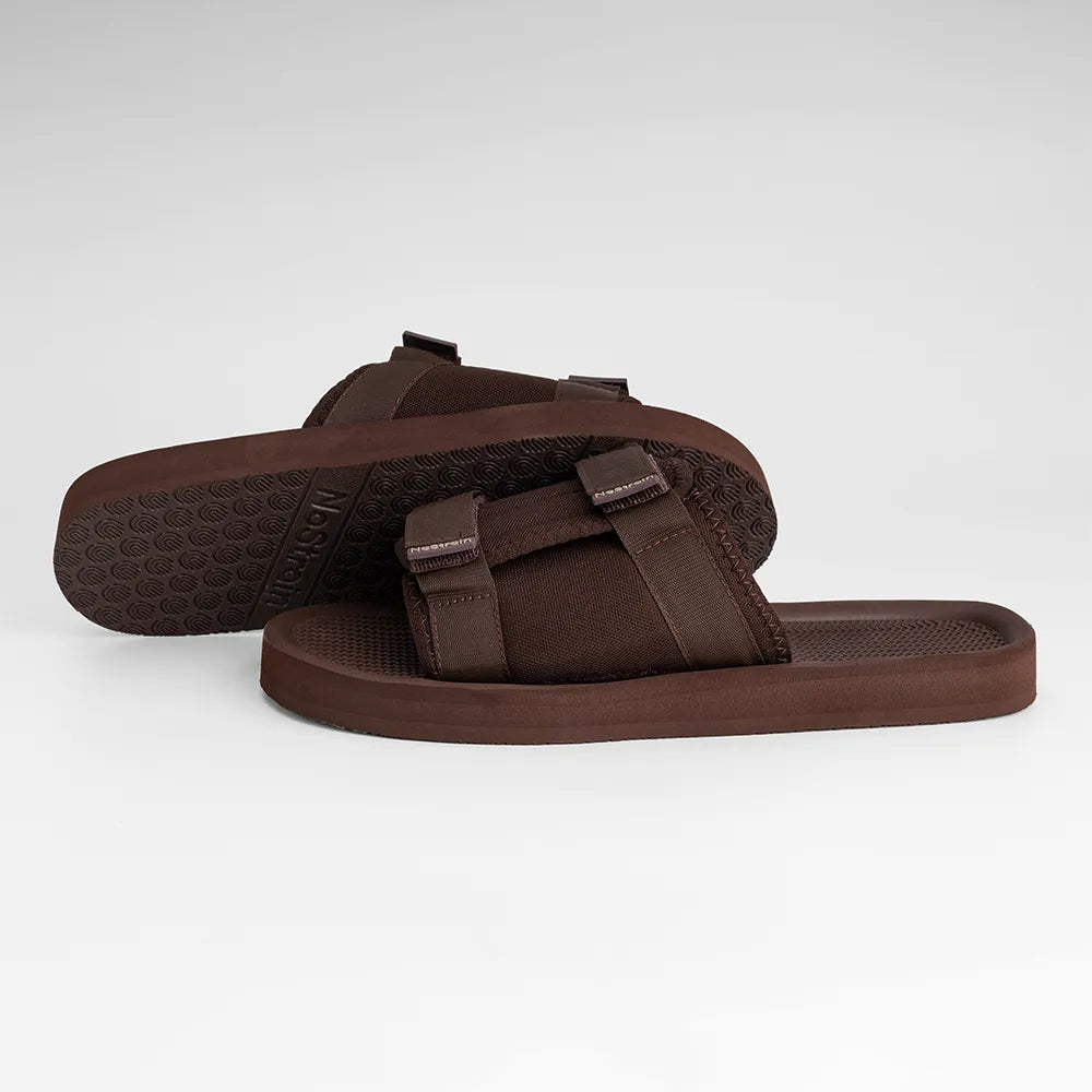 Men’s Brown Platform Sandals with Triple Hook & Loop Fit (PS8)