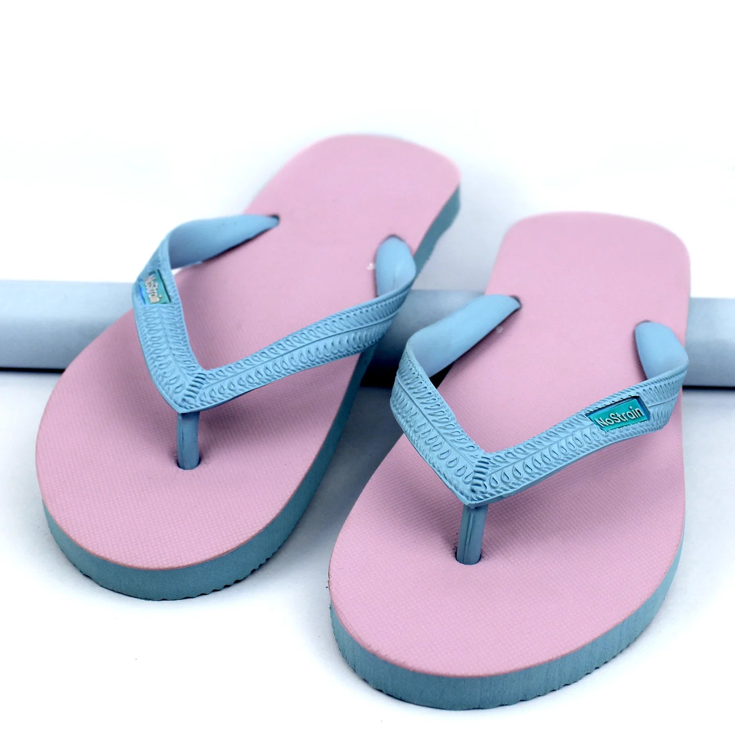 Twin Color Pink & Sky Blue Natural Rubber Flip-Flops slippers (Men)