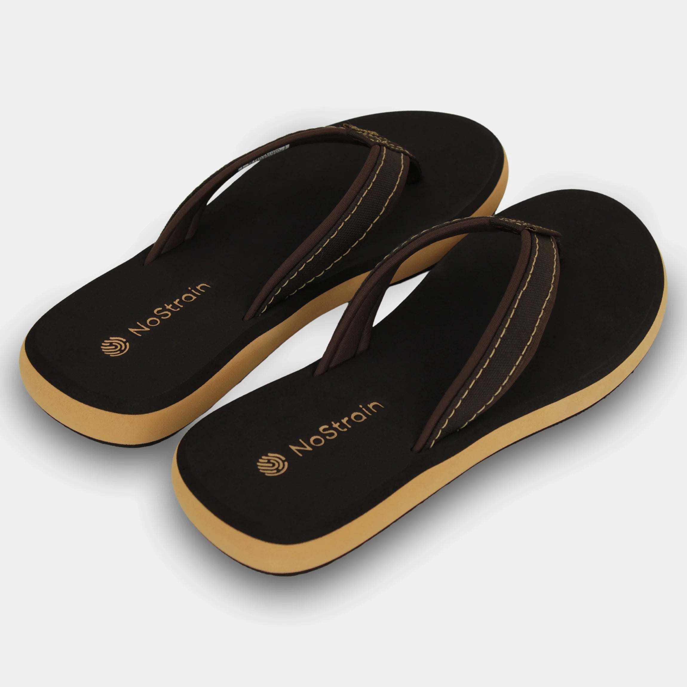 nostrain angular slippers with stitched straps