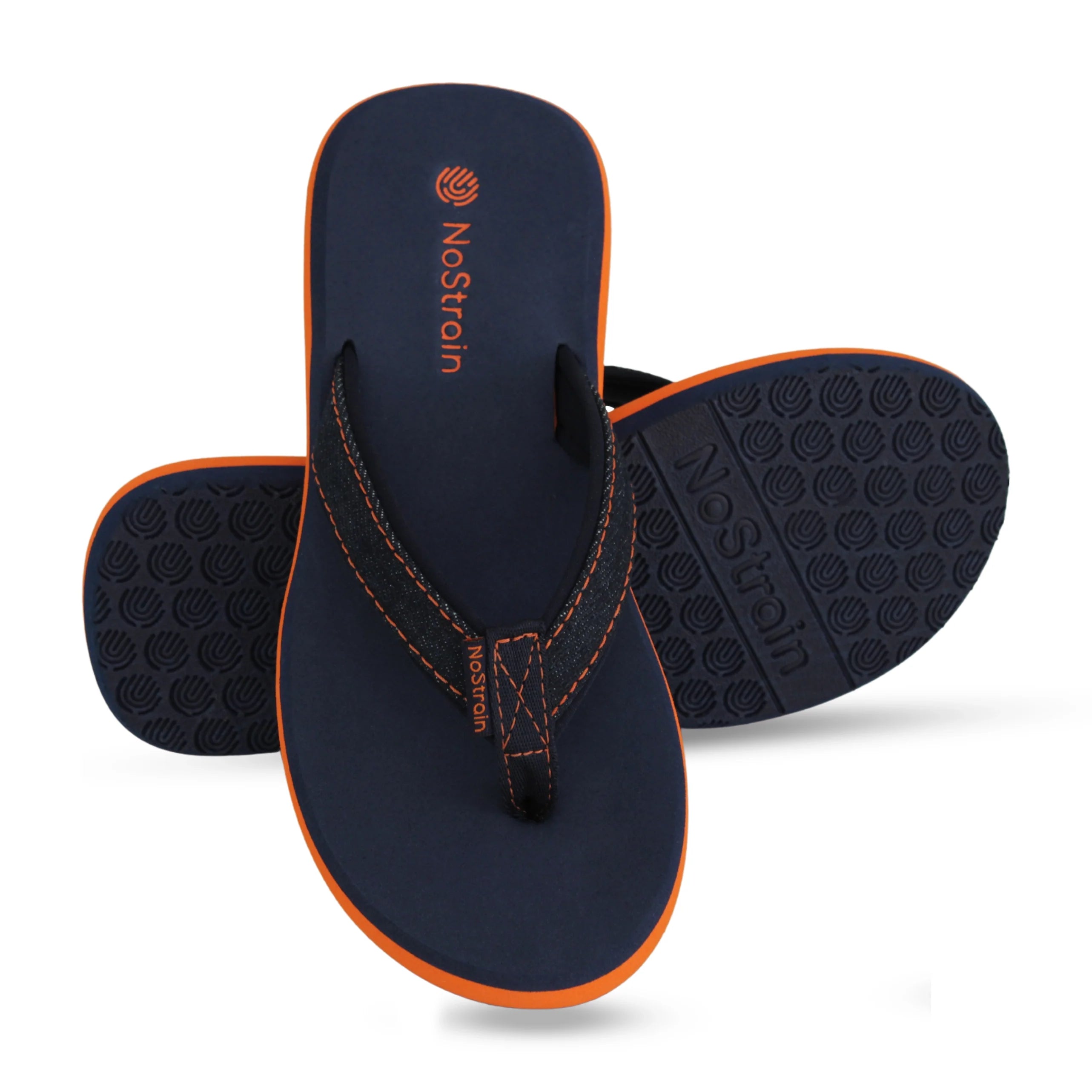 nostrain slippers with stitched straps