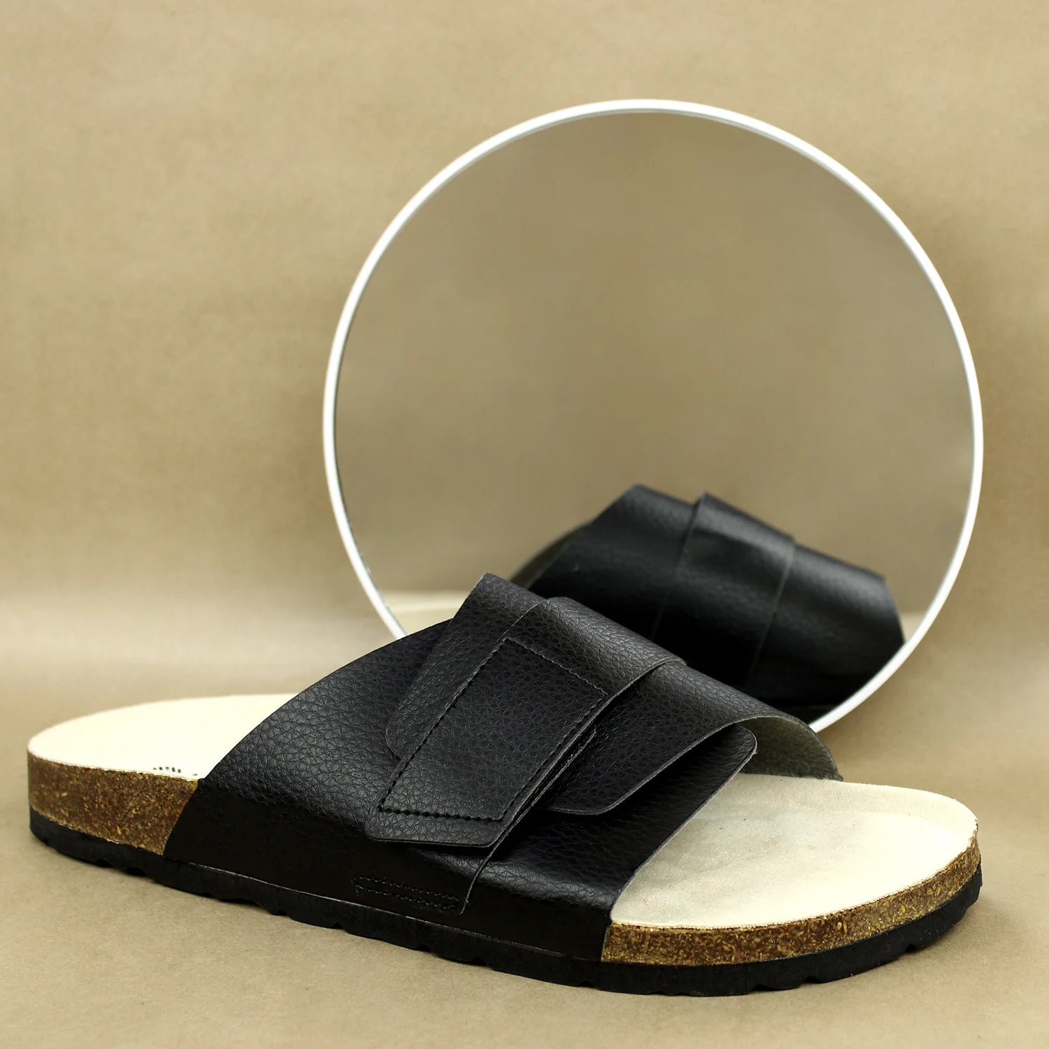 Black cork sandals for men, ideal for office wear and daily use