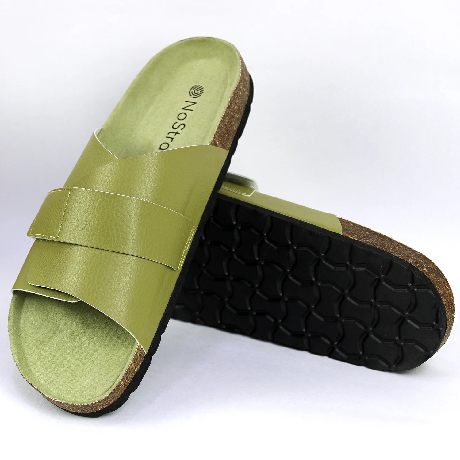 Stylish cork sandals for men in olive color